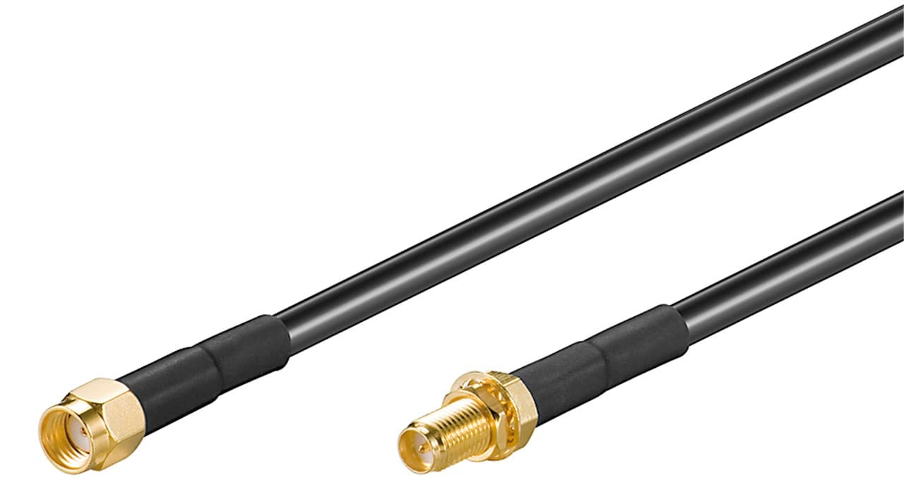 Câble d'extension d'antenne pour appareils WLAN (2,4 GHz + 5 GHz) Prise RP-SMA > Prise RP-SMA