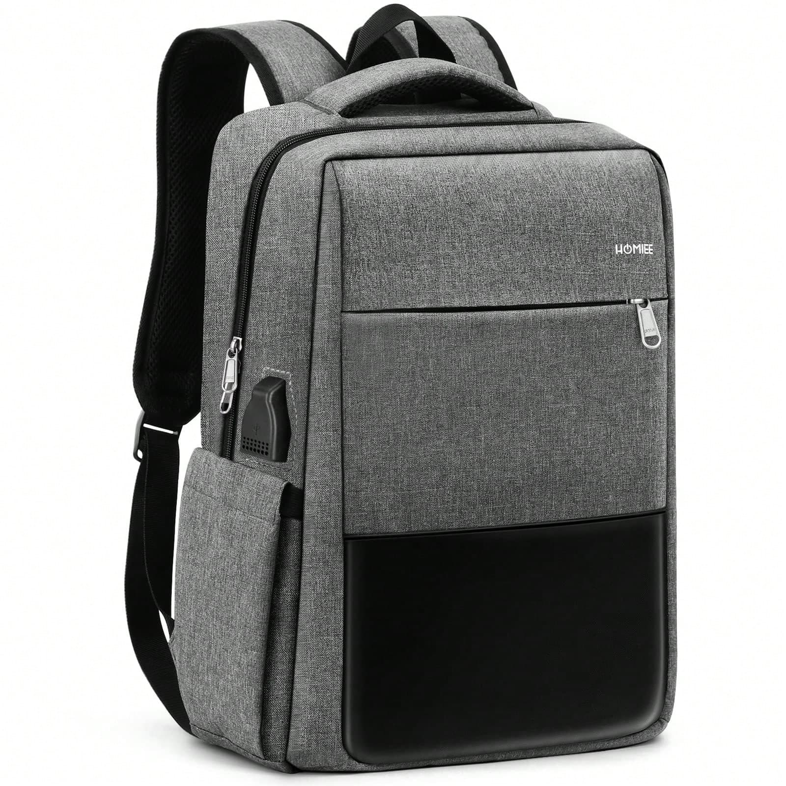 HOMIEE Sac à Dos Ordinateur 15,6-17 Pouces avec Port de Charge USB, Sac à Dos PC Grande Capacité Antichoc Antivol Résistant, Sac à Dos de