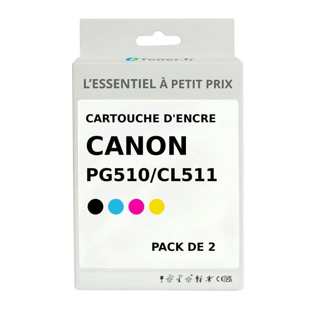 Cartouche d'encre compatible Canon PG510/CL511 Noir et couleurs